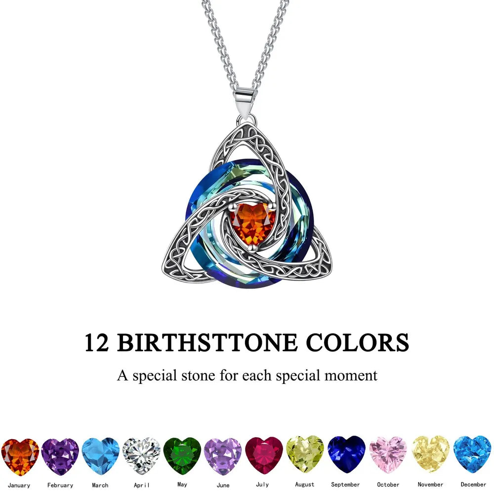 🔮💞Collier nœud celtique de la Trinité avec pierre de naissance ✨