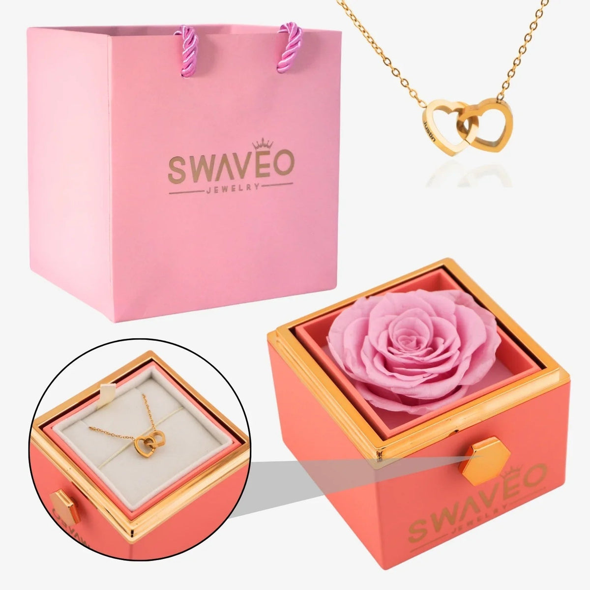 Coffret Rose Éternelle avec Collier Gravé