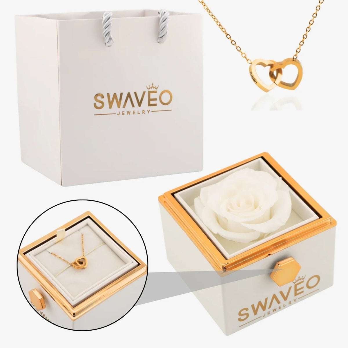 Coffret Rose Éternelle avec Collier Gravé