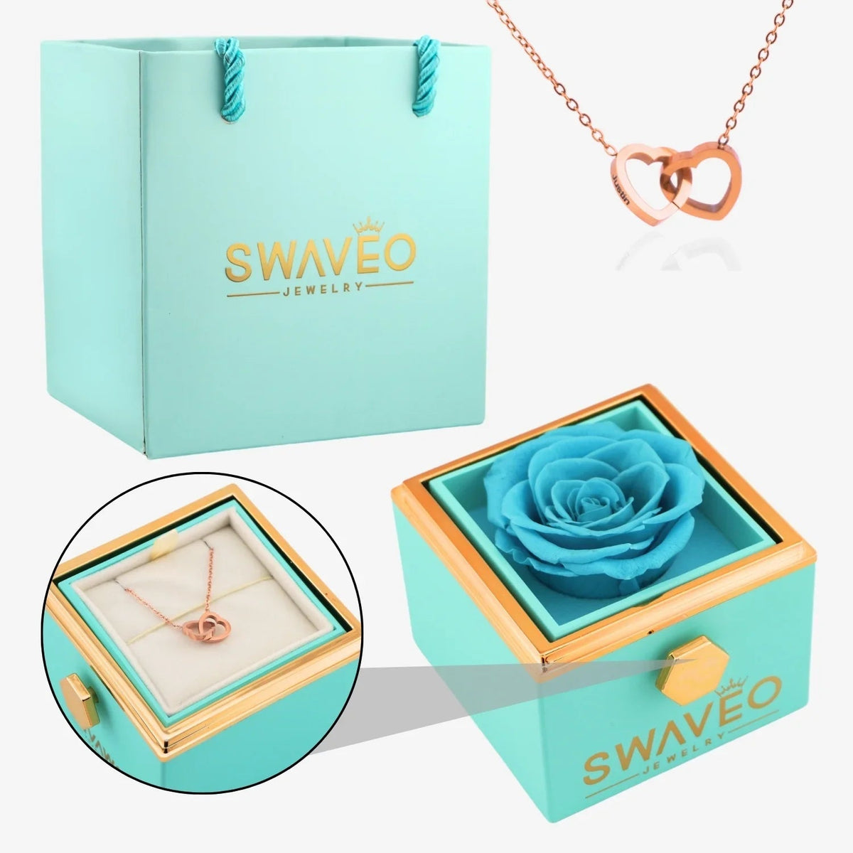 Coffret Rose Éternelle avec Collier Gravé