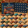 🚗 Calendrier de l’Avent Voitures Américaines Classiques – 24 Miniatures Vintage 🎄