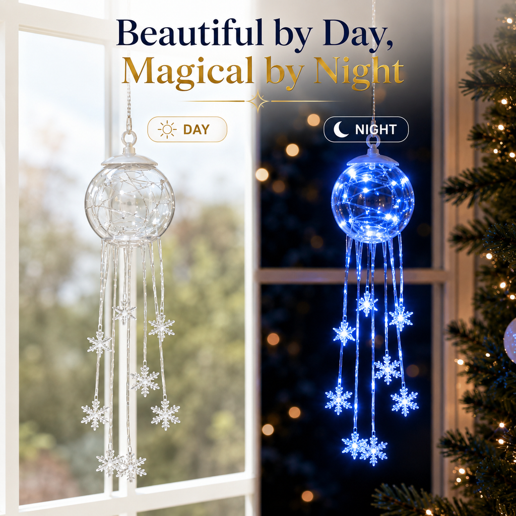❄️ Cascade de Flocons Magiques d’Hiver – Décoration de Noël Suspendue à LED ✨