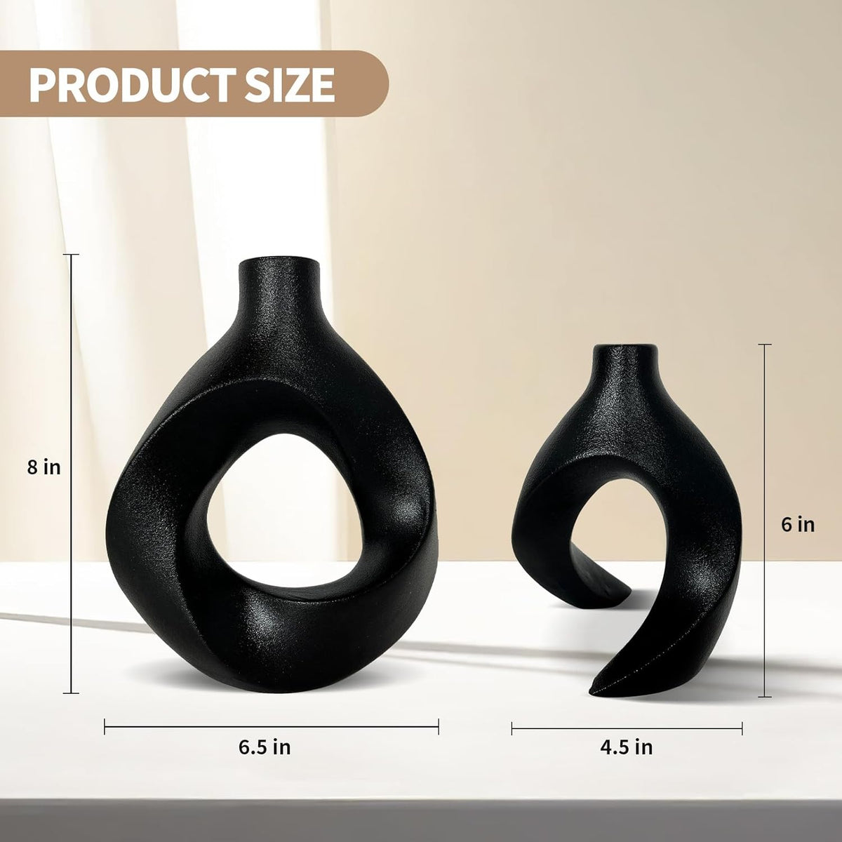 Ensemble de 2 vases en céramique noire