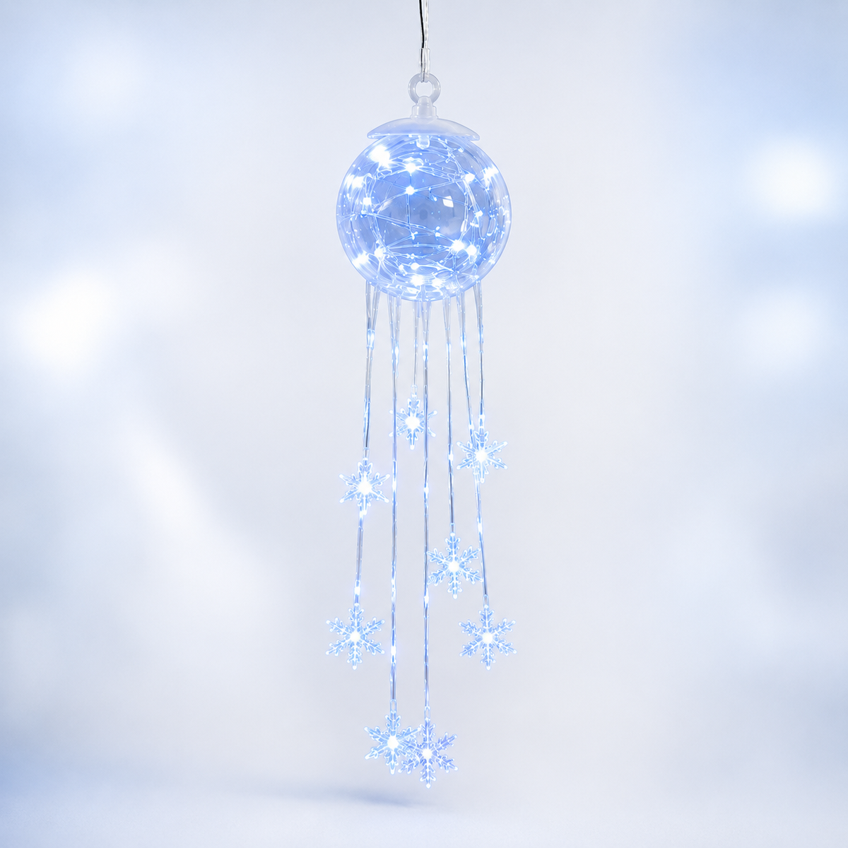 ❄️ Cascade de Flocons Magiques d’Hiver – Décoration de Noël Suspendue à LED ✨