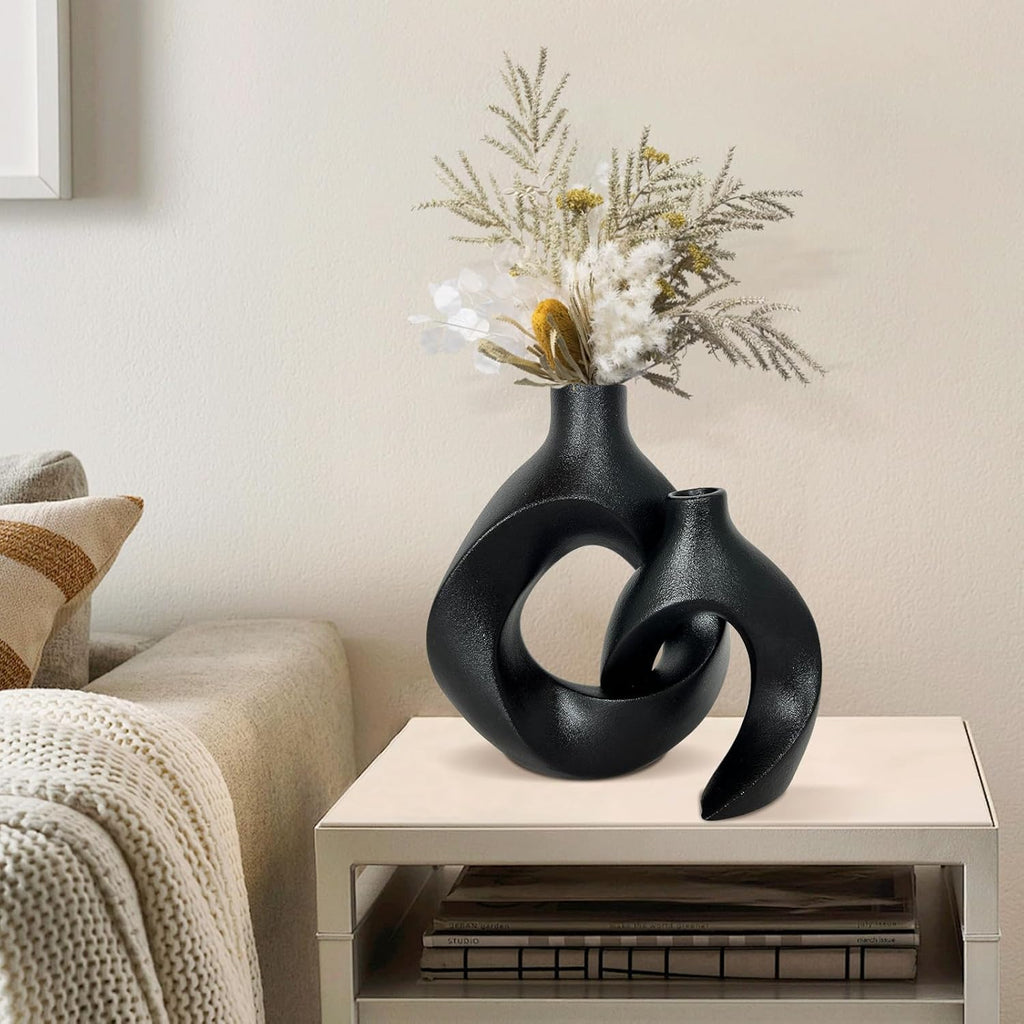 Ensemble de 2 vases en céramique noire