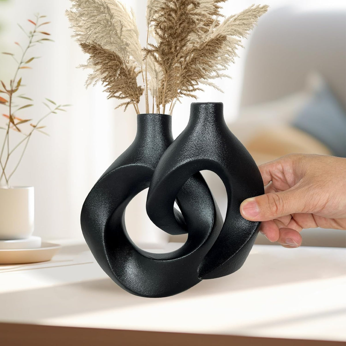 Ensemble de 2 vases en céramique noire