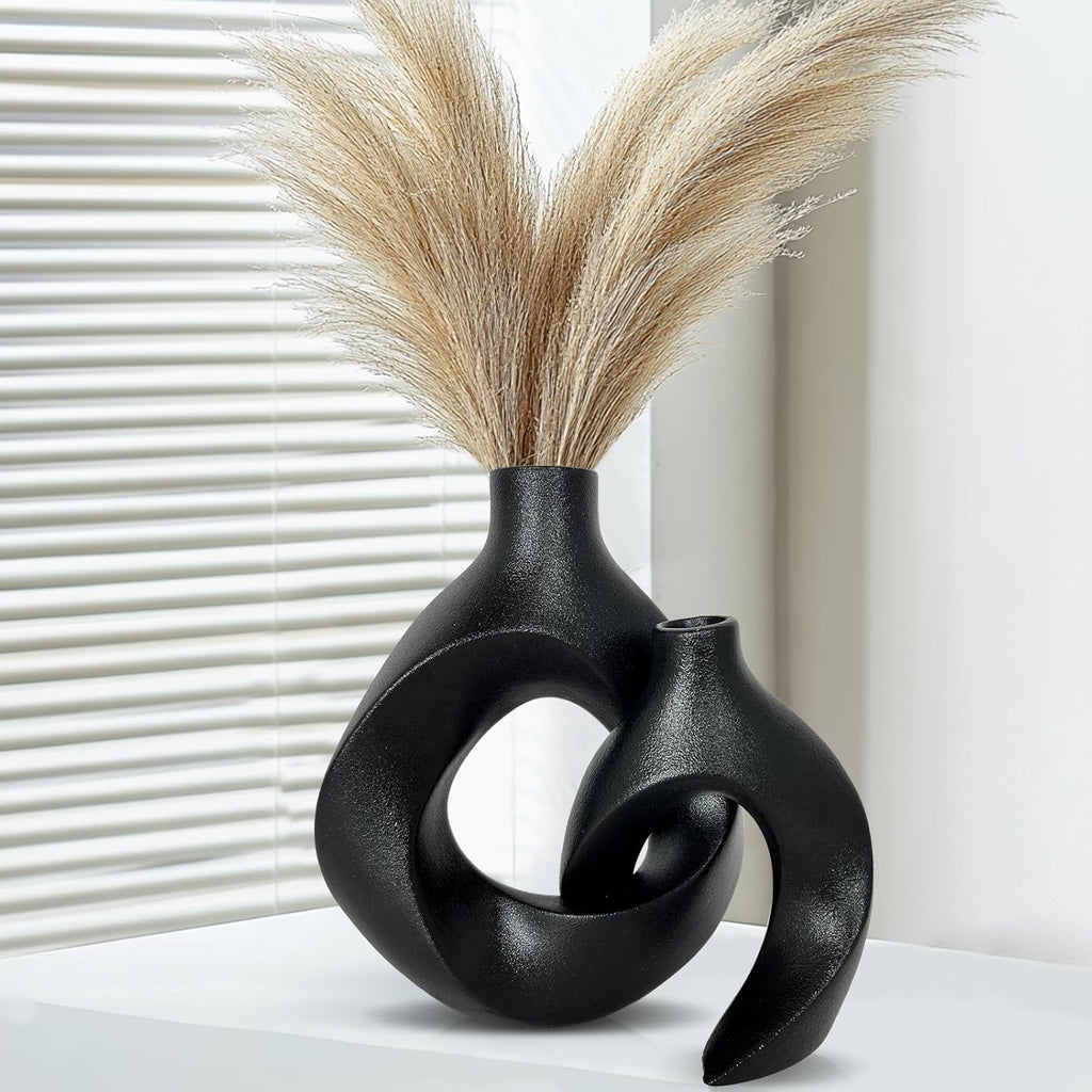 Ensemble de 2 vases en céramique noire