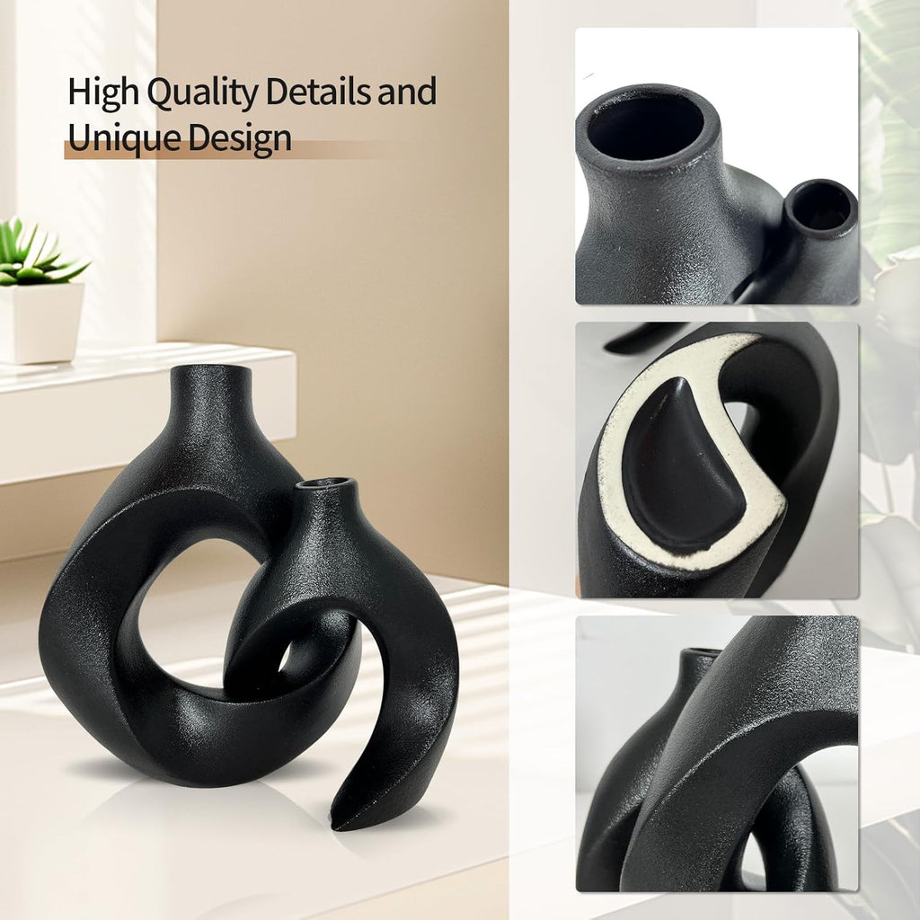 Ensemble de 2 vases en céramique noire