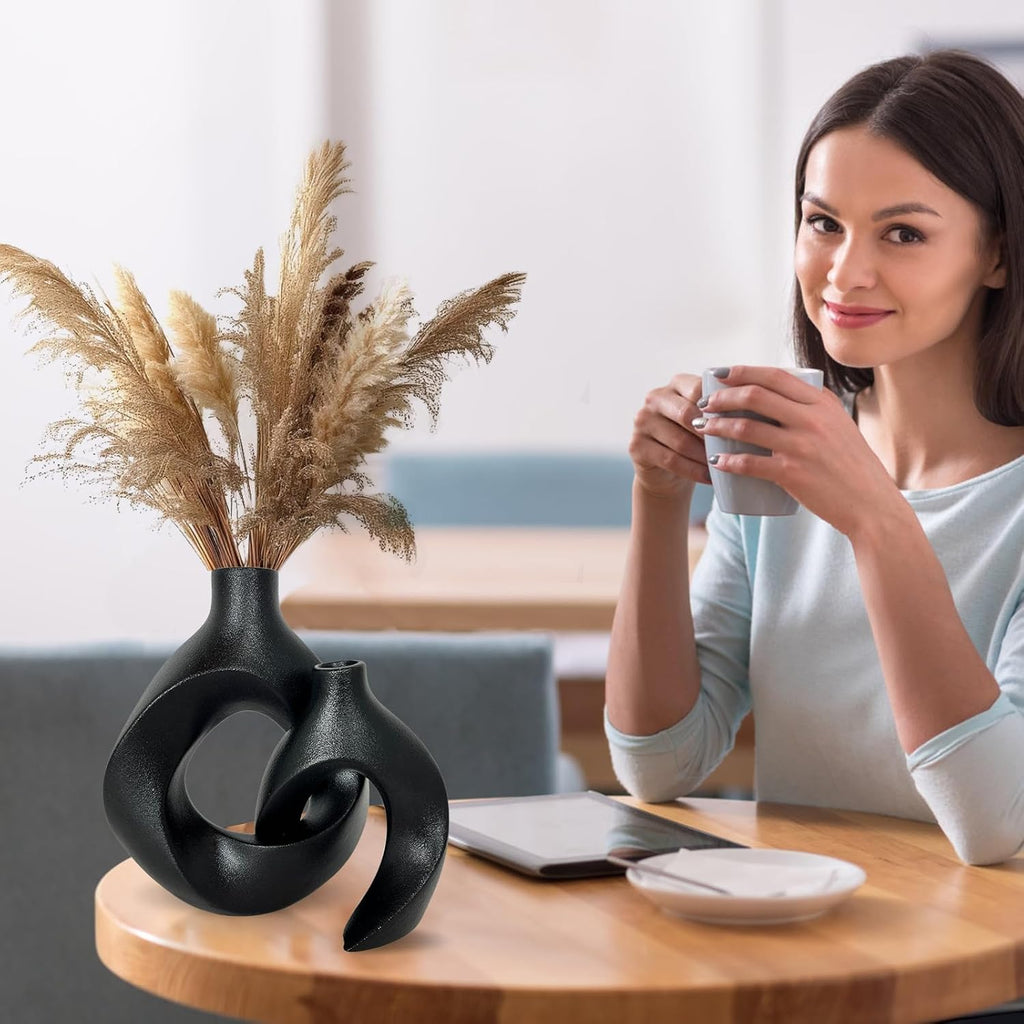 Ensemble de 2 vases en céramique noire
