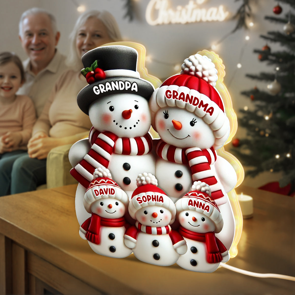 ⛄ Bonhomme de Neige 2D Personnalisé – Boîte Lumineuse de Noël