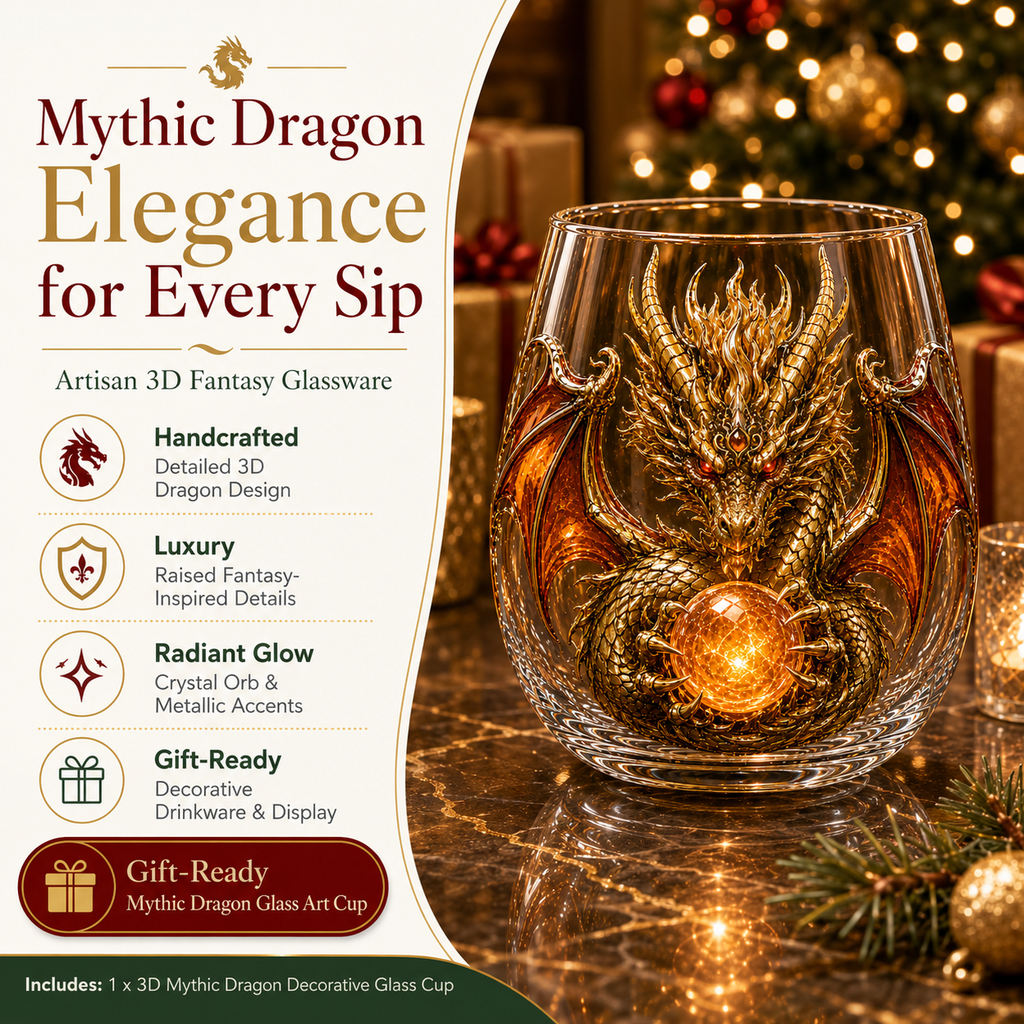 🐉✨ Verre Dragon Mythique 3D – Verre Fantasy en Relief pour Whisky & Décoration 🎁