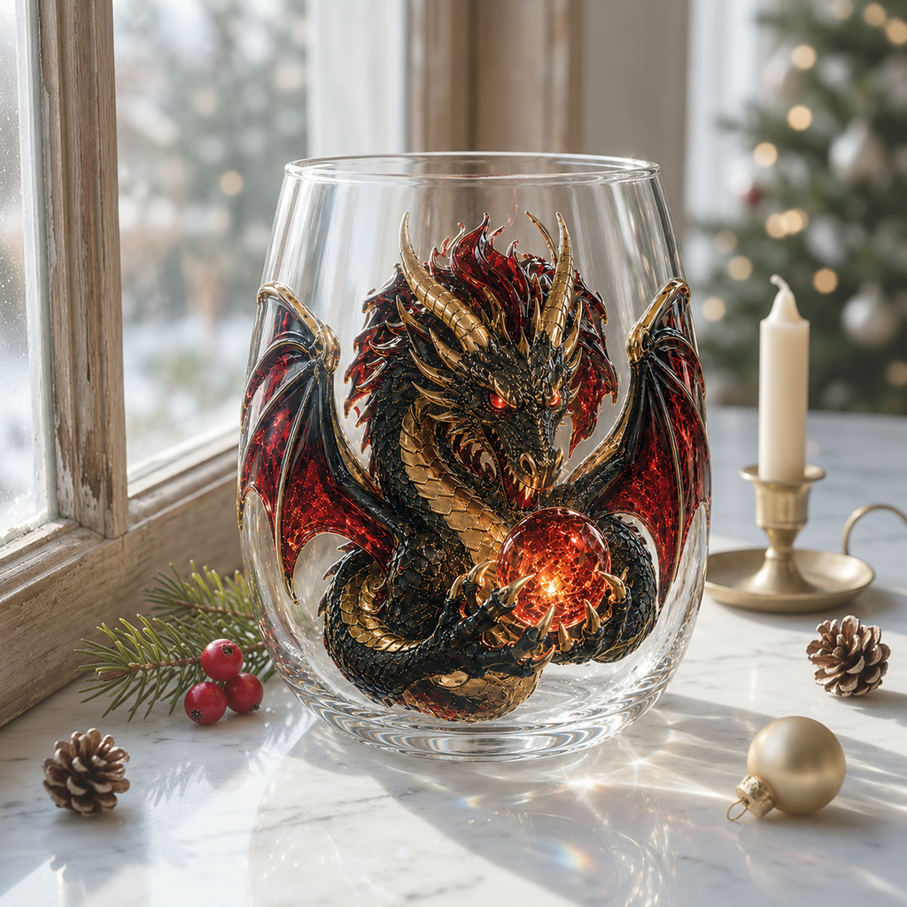 🐉✨ Verre Dragon Mythique 3D – Verre Fantasy en Relief pour Whisky & Décoration 🎁
