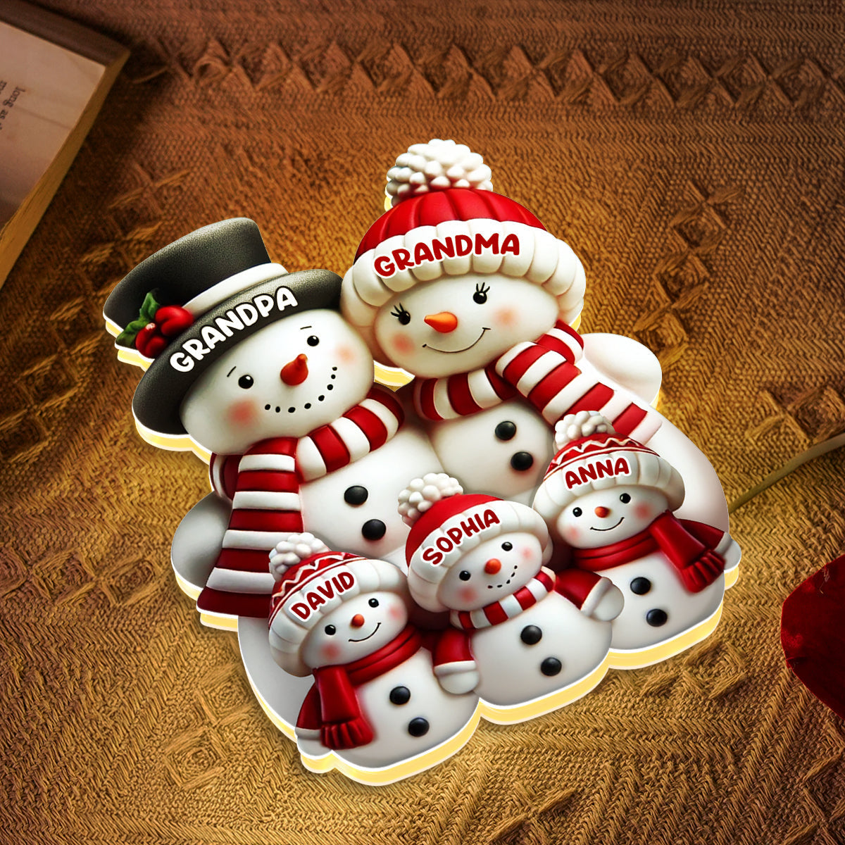 ⛄ Bonhomme de Neige 2D Personnalisé – Boîte Lumineuse de Noël