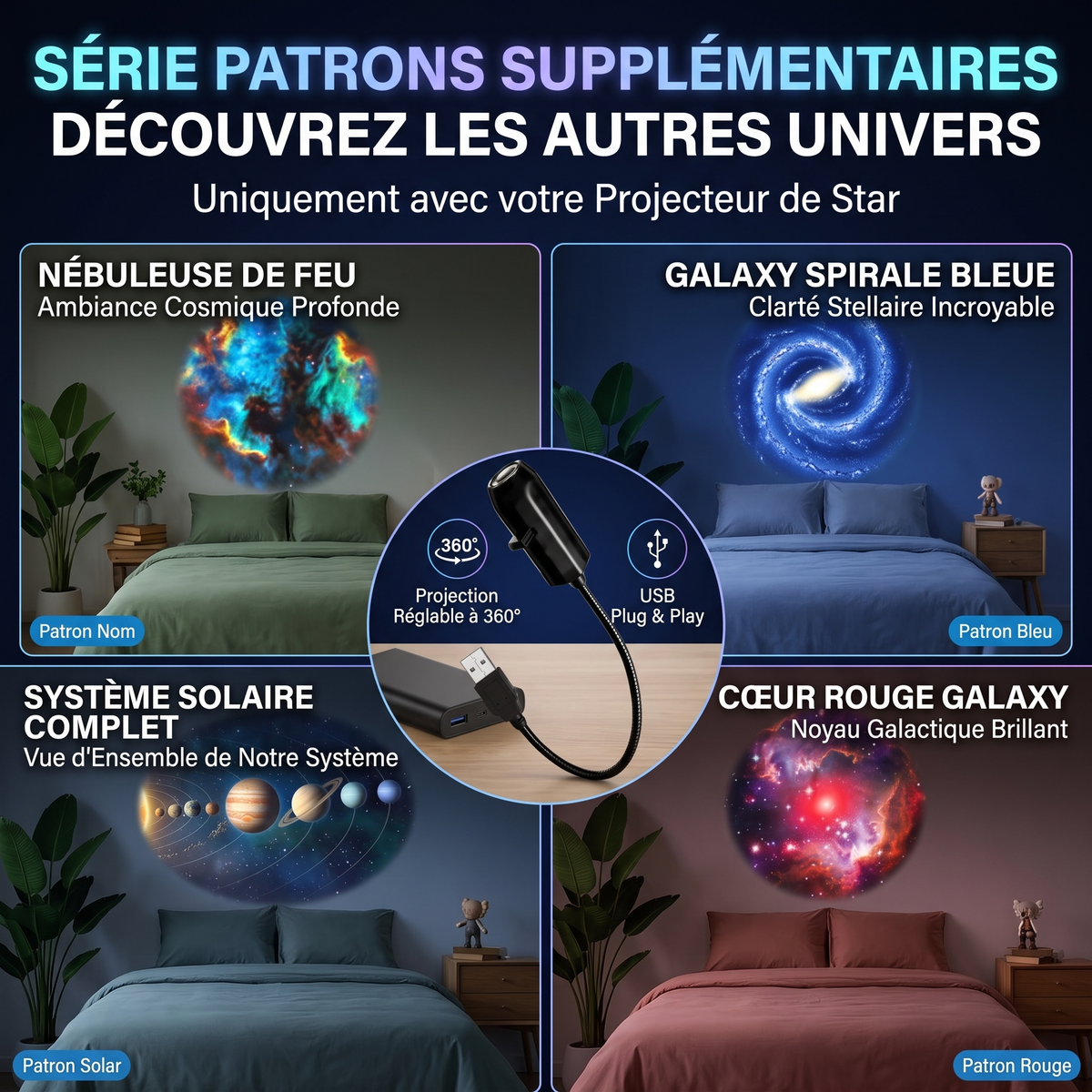 ✨ Projecteur HD Ciel Étoilé – Plug & Play 🌌