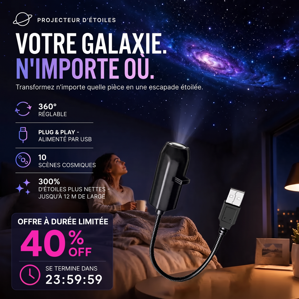 ✨ Projecteur HD Ciel Étoilé – Plug & Play 🌌