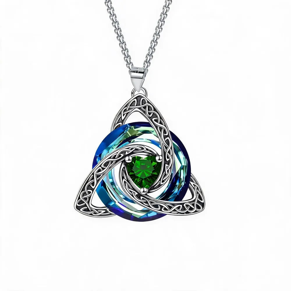 🔮💞Collier nœud celtique de la Trinité avec pierre de naissance ✨
