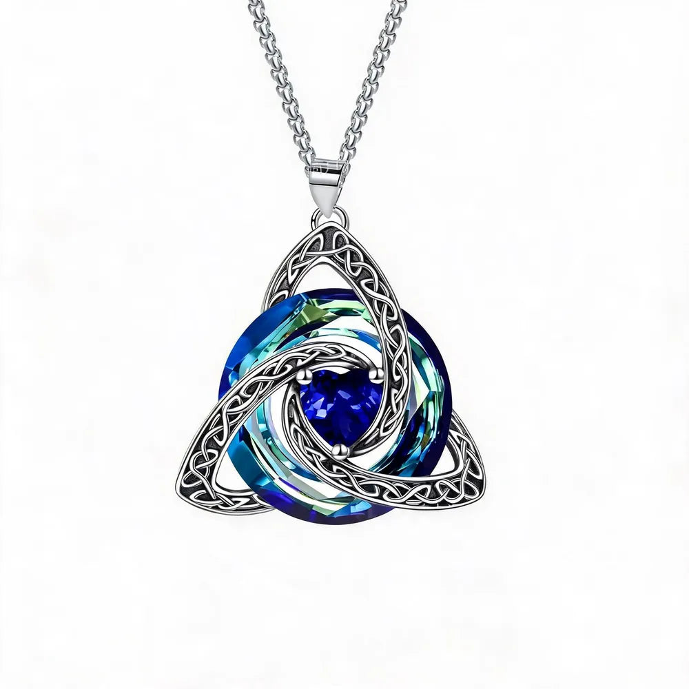 🔮💞Collier nœud celtique de la Trinité avec pierre de naissance ✨