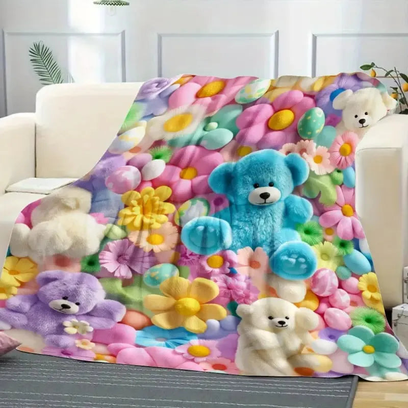 🧸 Plaid effet « teddy » à motif floral pastel