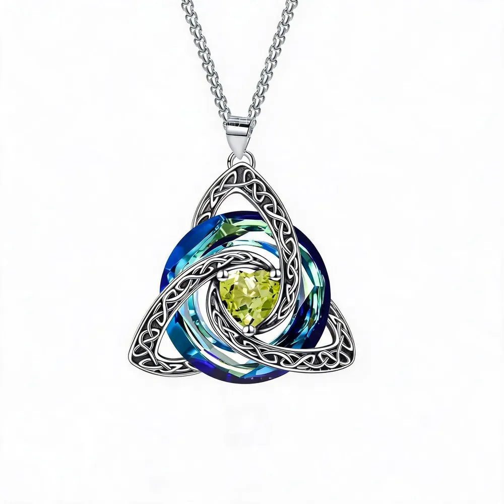 🔮💞Collier nœud celtique de la Trinité avec pierre de naissance ✨