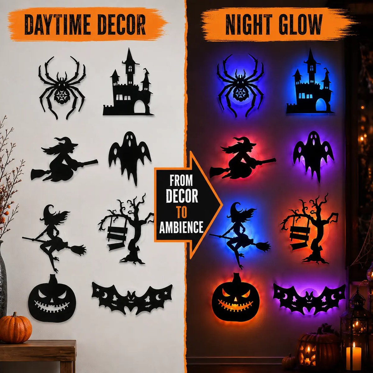 Silhouettes LED Halloween – Décoration Adhésive