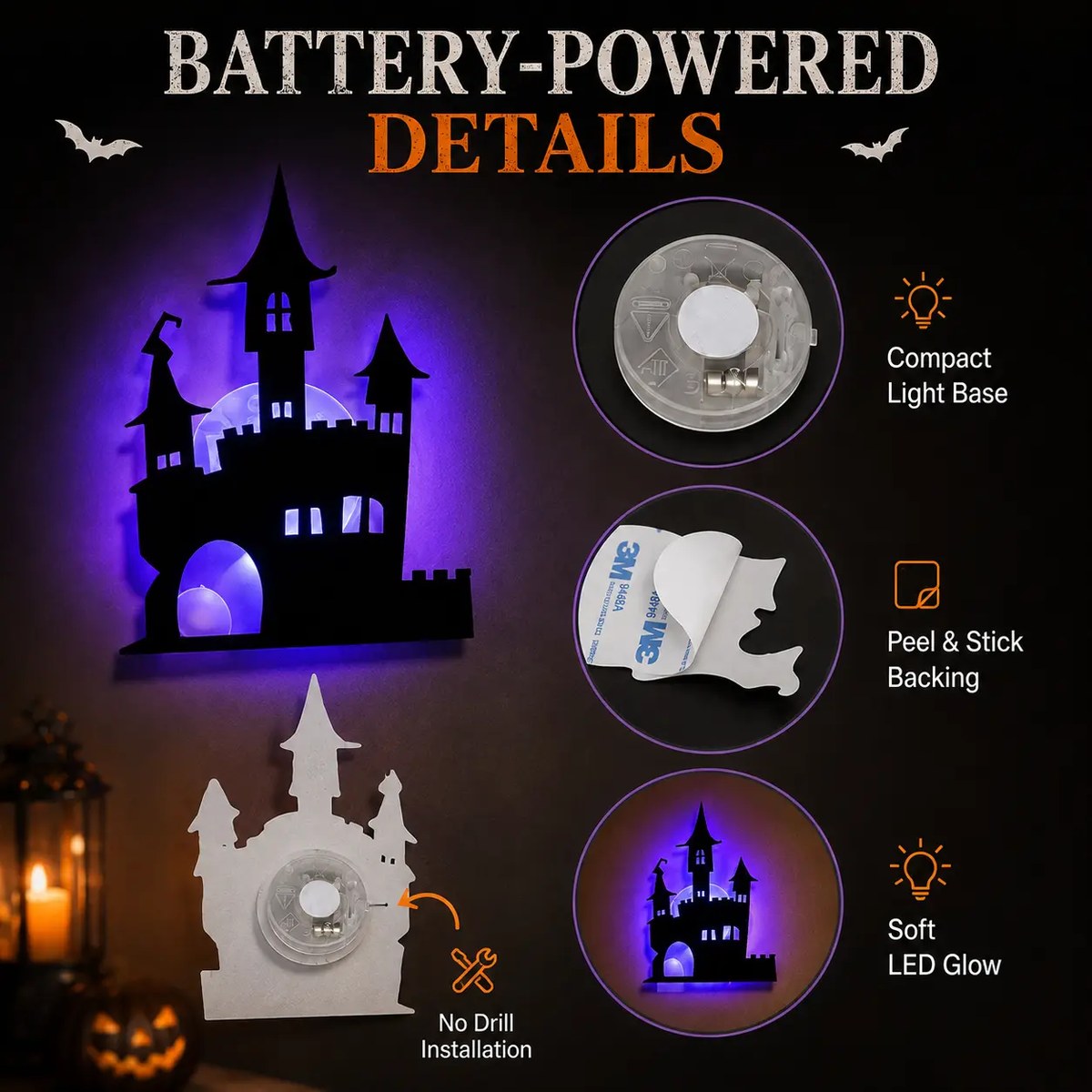 Silhouettes LED Halloween – Décoration Adhésive